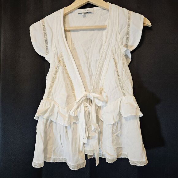 IRO Brone Top In White Sz 36 (4) Front Ties W/ Lace & Quilted Accents Revolve - Picture 1 of 10